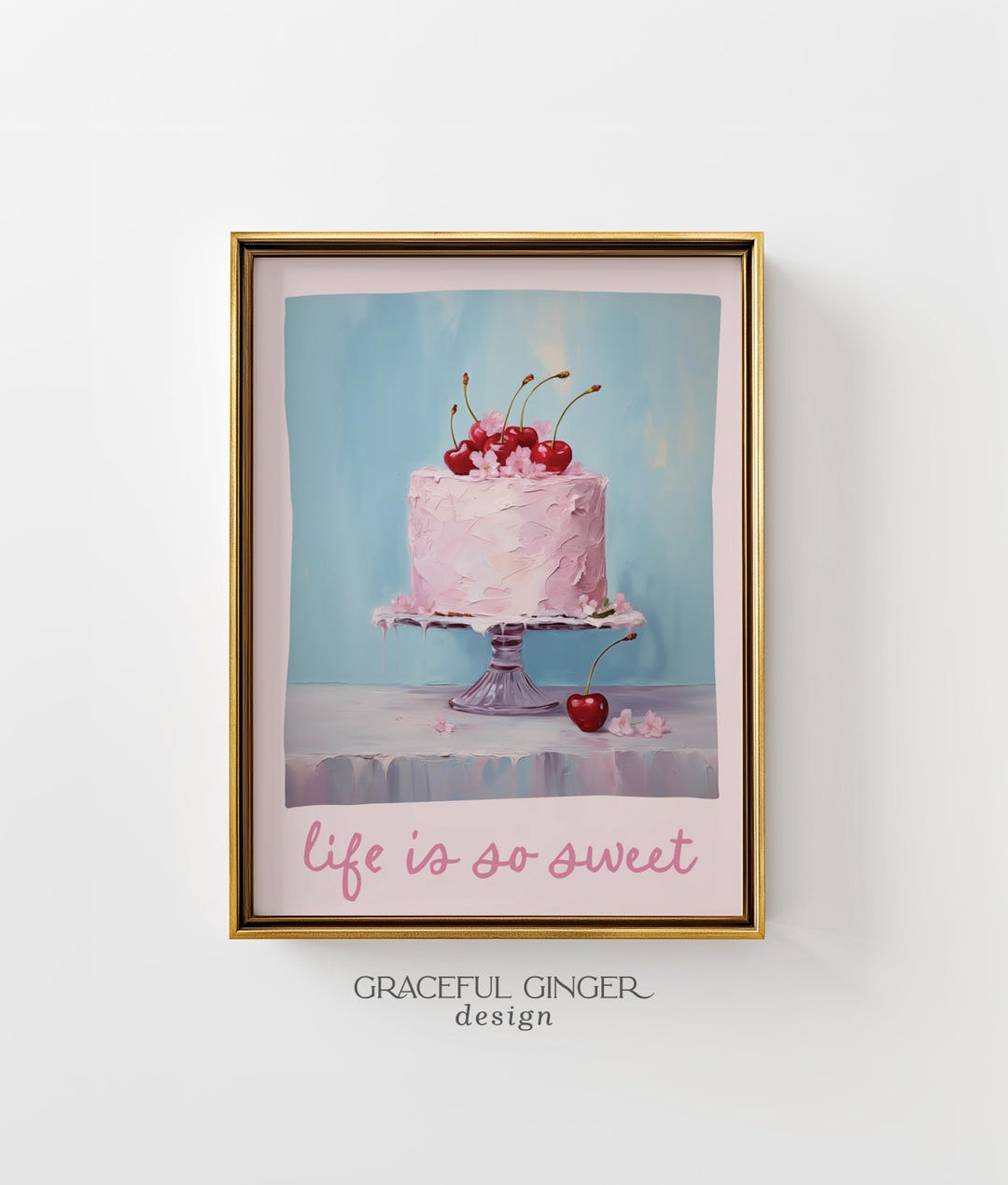 Pink Cherry Cake Kitchen Print: Coquette Wall Art (digital Download) - Etsy
