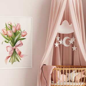 Pink Tulips Bouquet Art Print: Spring Floral Poster (Digital Download) image 9