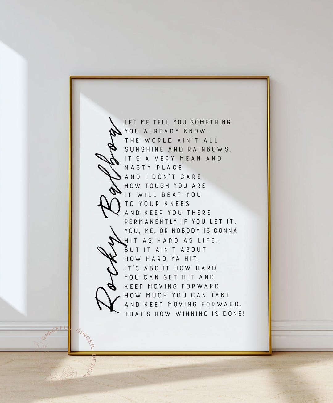 ロッキーの名言プリント：感動的なスポーツ映画アート（デジタルダウンロード） - Etsy 日本, image size:1080x1306