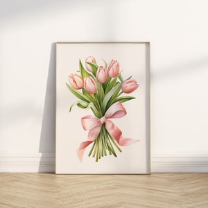 Pink Tulips Bouquet Art Print: Spring Floral Poster (Digital Download) image 7