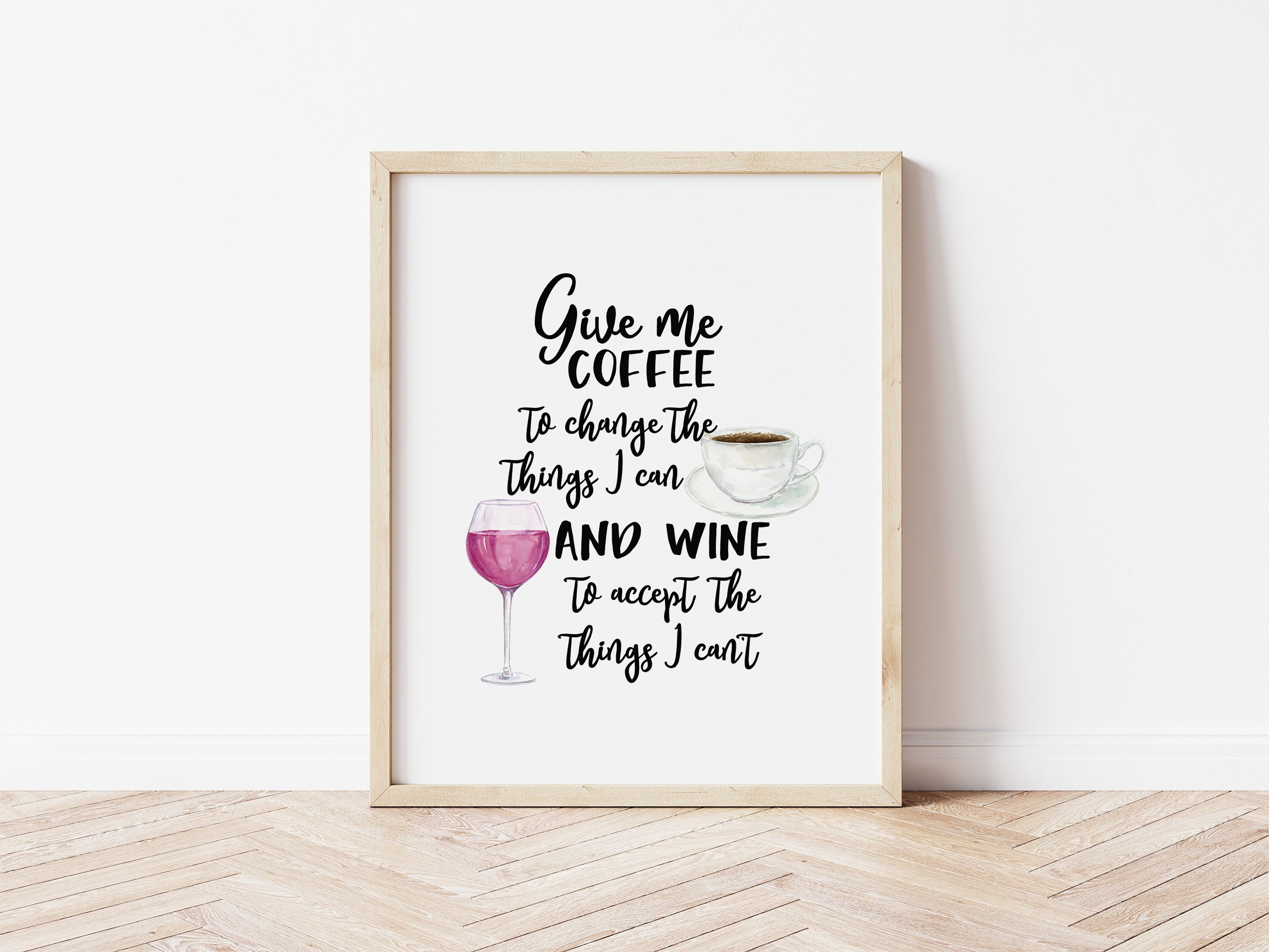 Coffee And Wine Quotes Funny Coffee And Wine Quote Printable Office Wall Art | Etsy India
