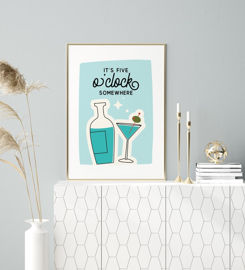 It's 5 O'clock Somewhere Cocktail Bar Cart Printable - Etsy