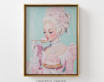 Marie Antoinette Cake Wall Art: Pastel Rococo Maximalist Print (Digital Download)