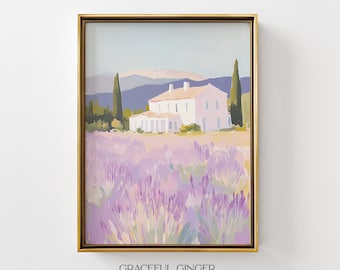 Lavender Field Art Print: French Country Wall Decor (Digital Download)