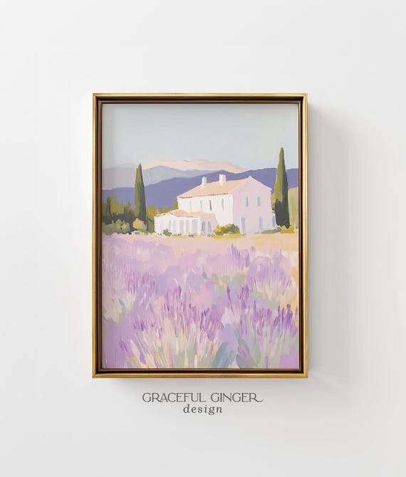Lavender Field Art Print: French Countryside Painting (Digital Download)