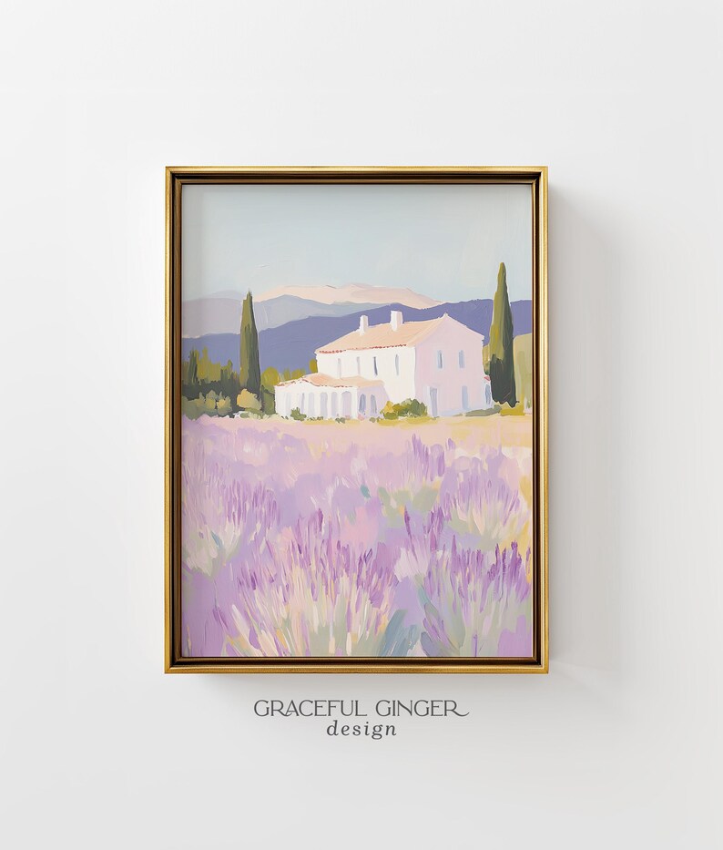 Lavender Field Art Print: French Country Wall Decor (Digital Download) image 1