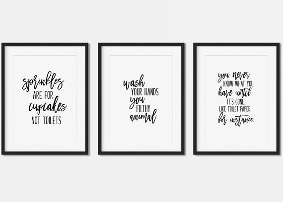 Funny Bathroom Set of Three Printables Funny Quotes Bathroom | Etsy