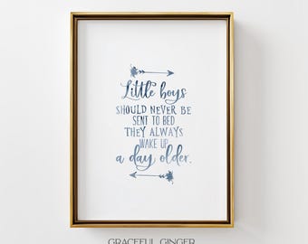 Peter Pan Quote Print, Blue-Gray Watercolor, Nursery Decor (Digital Download)