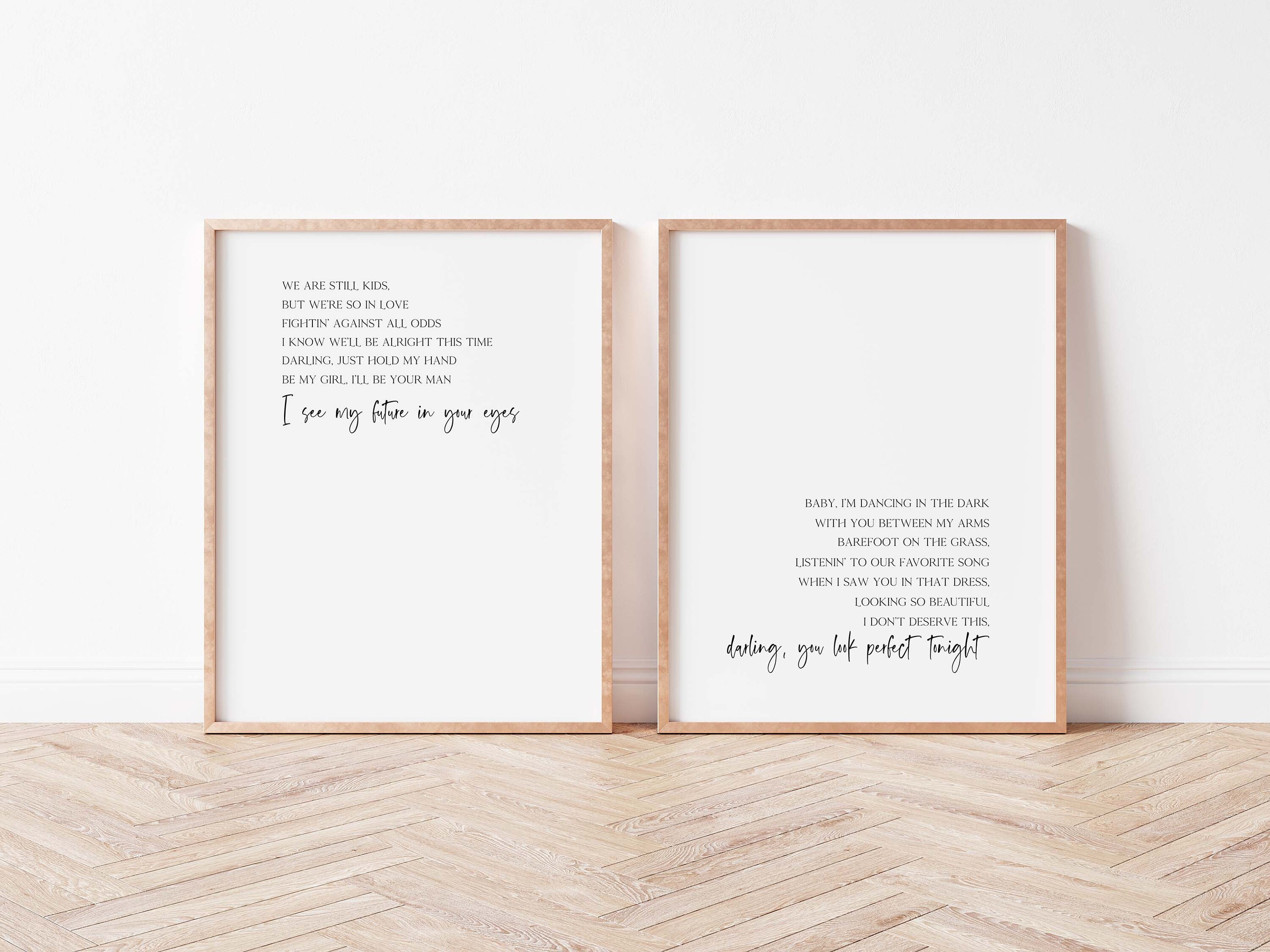 Music Lyrics Wall Art Perfect Song Lyric Wall Art Print Set Of 2 Music Art Ed | Etsy Australia