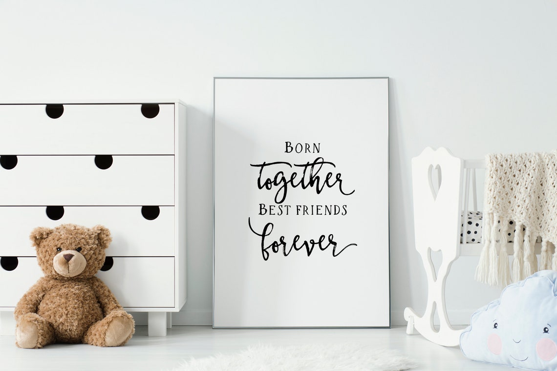 Twins Nursery Print Born Together Best Friends Forever - Etsy