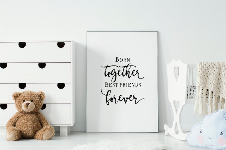 Twins Nursery Print Born Together Best Friends Forever - Etsy