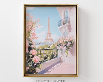 Paris Wall Art Print: Eiffel Tower Printable | Pink Pastel Decor (Digital Download)