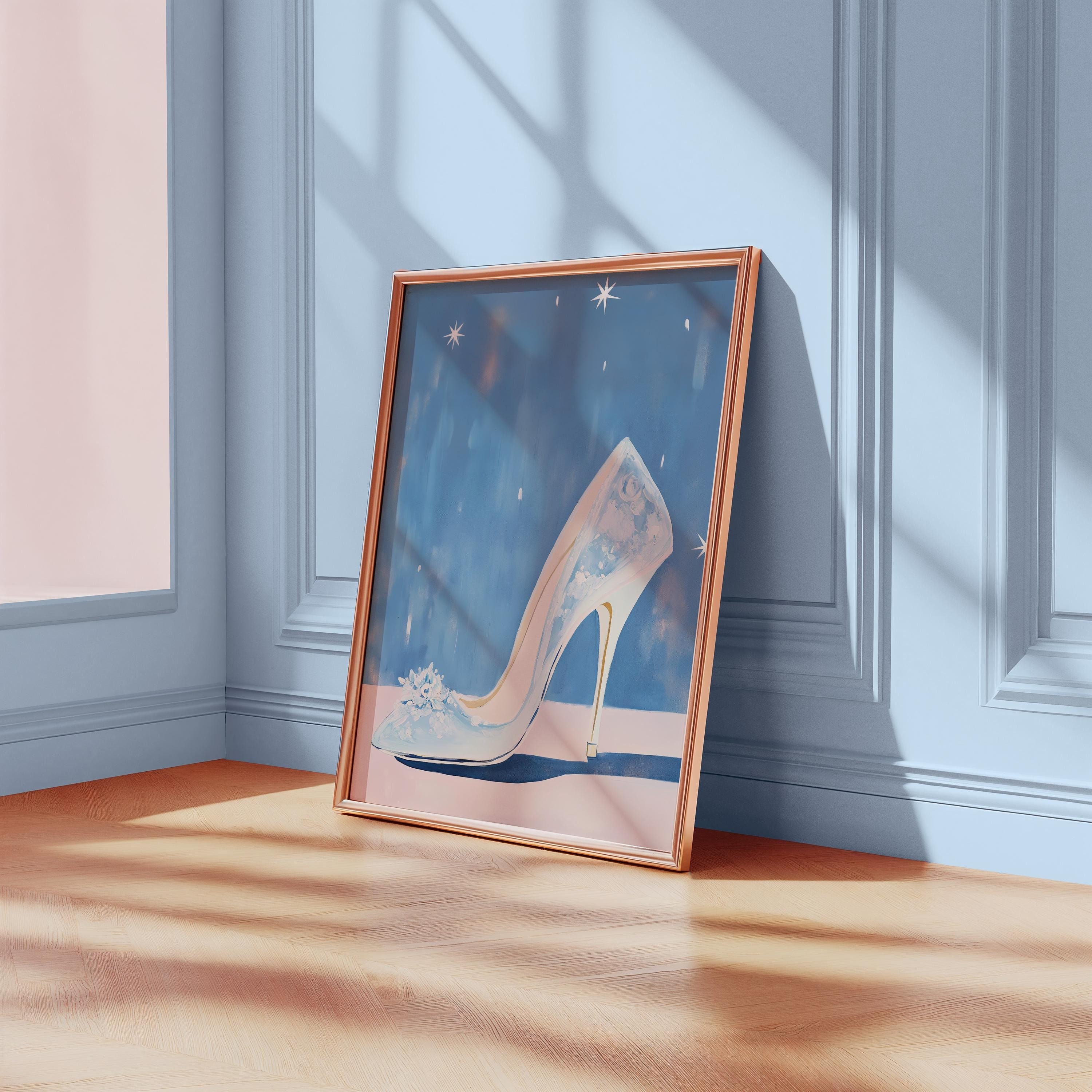 Blue Princess Slipper Nursery Print: Fantasy Girls Room Decor (digital ...