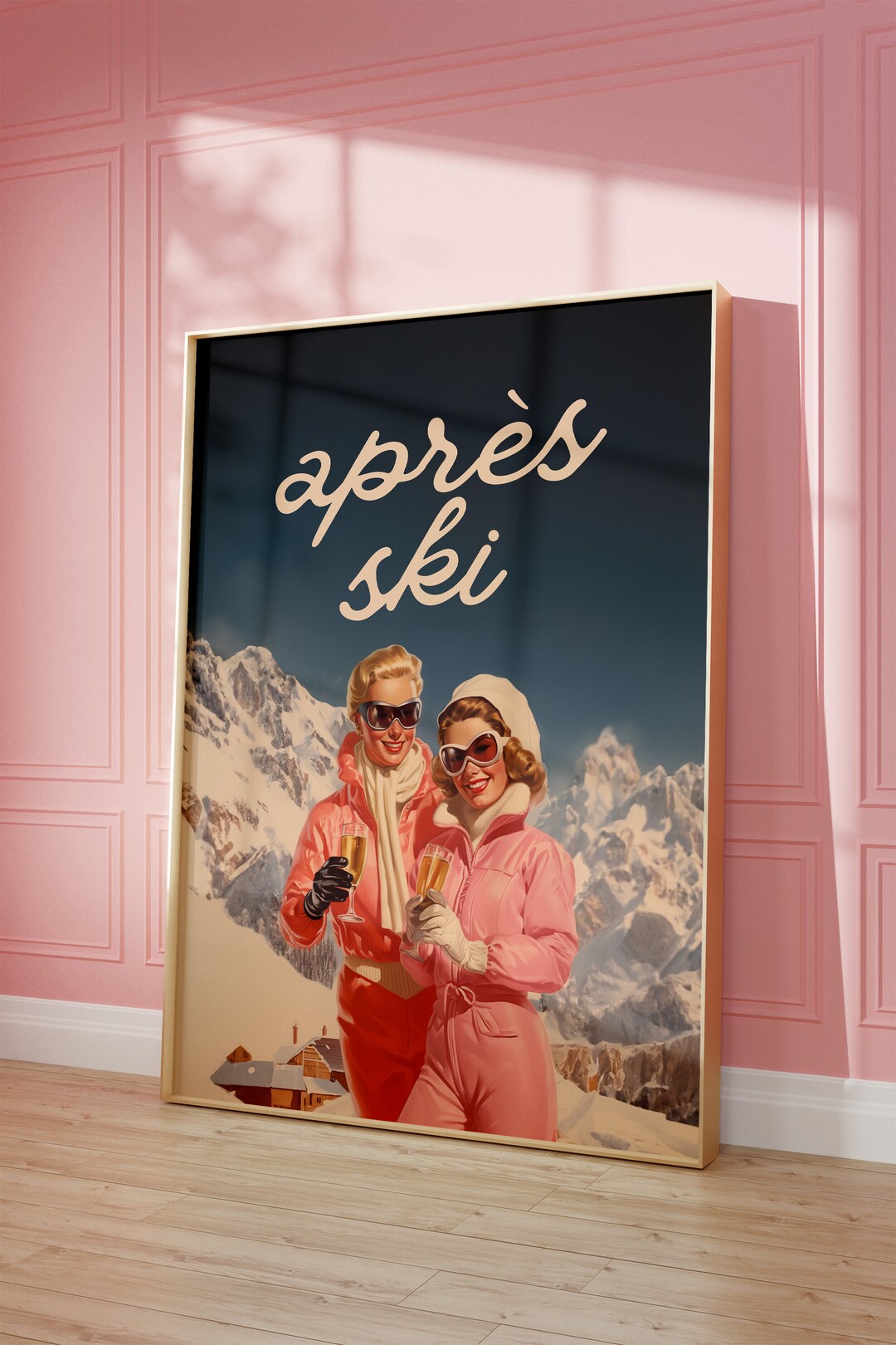 Après Ski Poster, Skiing Printable Wall Art, Winter Sports Print, Retro