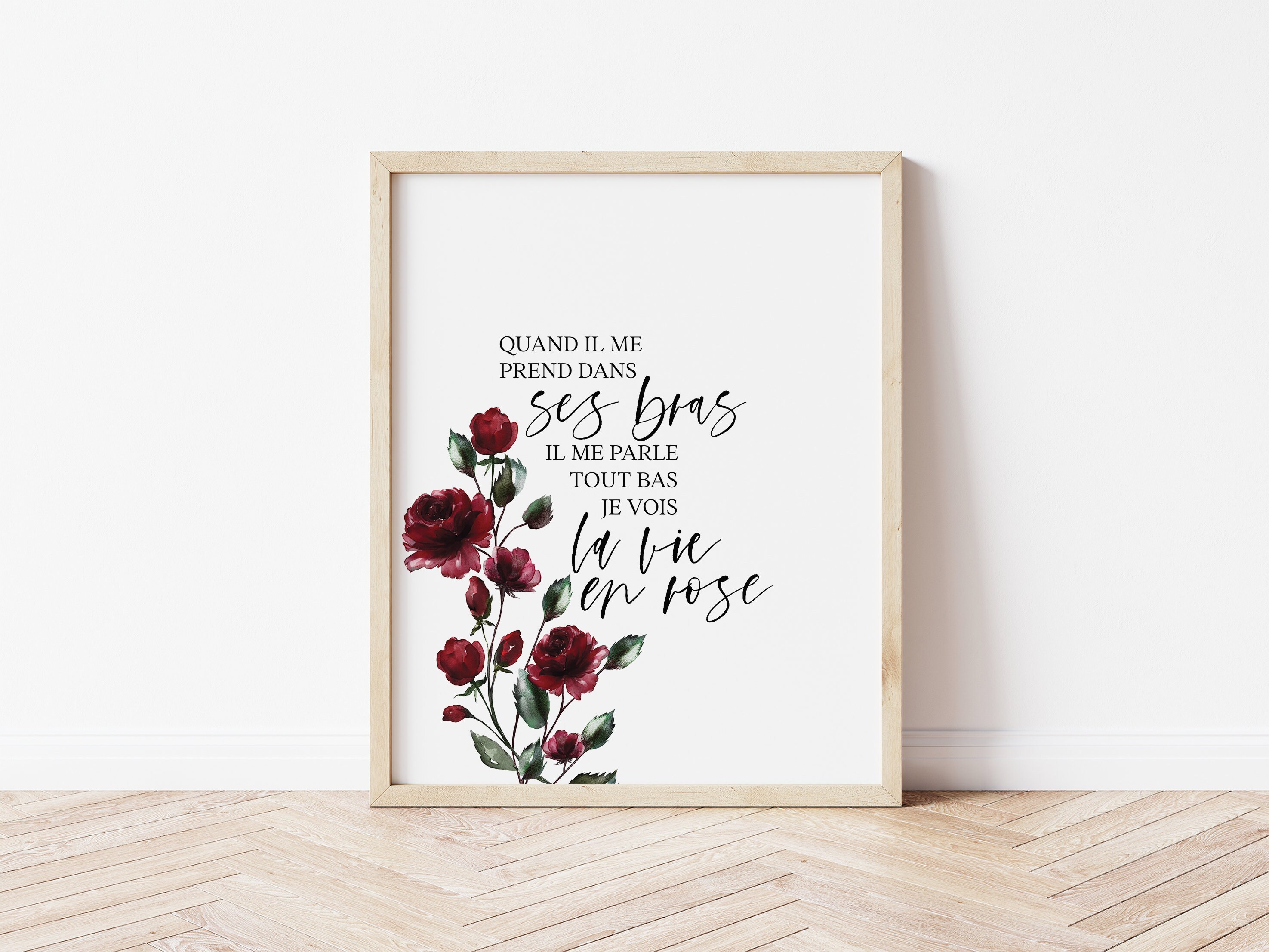 Edith Piaf La Vie En Rose Print Song Lyrics Printable Home Etsy