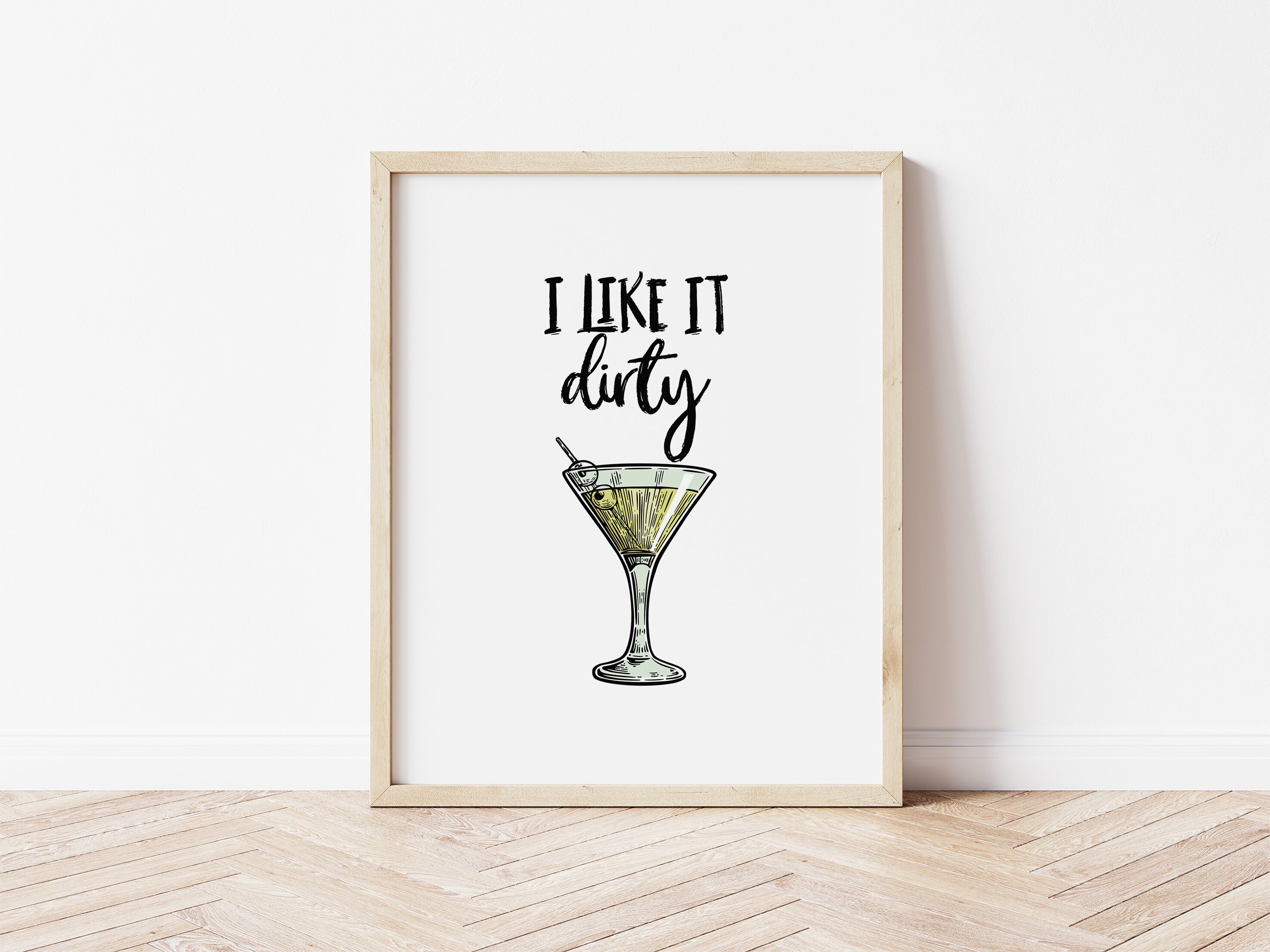 Martini Bar Print I Like it Dirty pun Cocktail Bar Cart Etsy