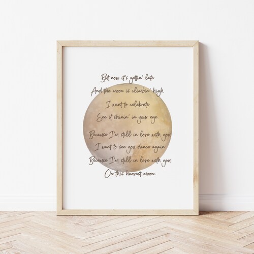 Harvest Moon Song Lyrics Printable Home Decor Wall Art Moon Etsy