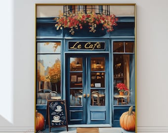 Fall Cafe Printable Wall Art | Autumn Coffee Shop Print | Moody Thanksgiving Decor | Digital Download