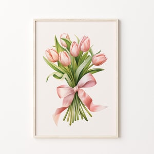 Pink Tulips Bouquet Art Print: Spring Floral Poster (Digital Download) image 3