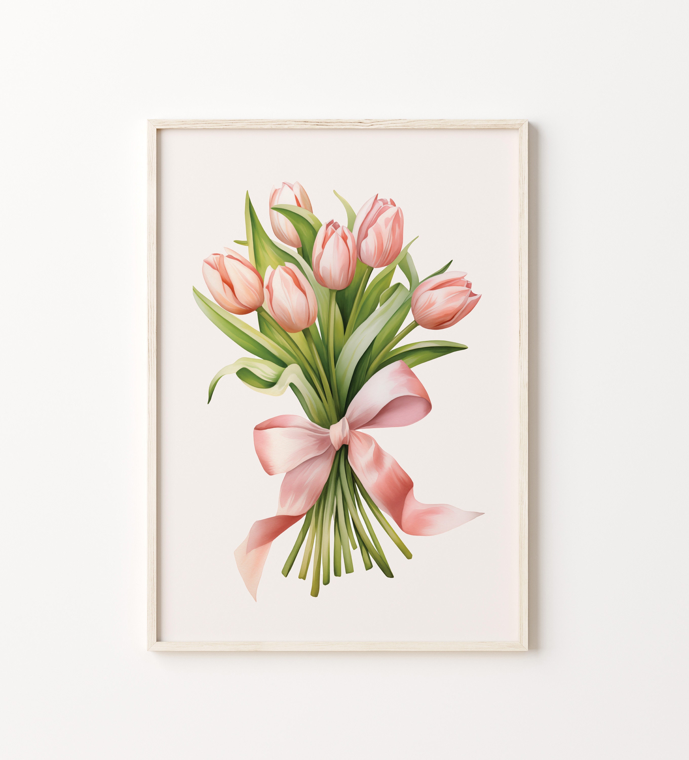 Pink Tulips Bouquet Art Print: Spring Floral Poster (digital Download ...