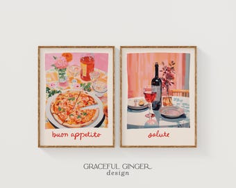 Pizza and Wine Kitchen Prints: Italian Quote Wall Art (Digital Download)