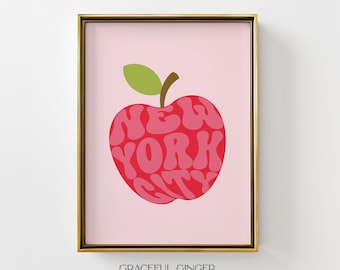 Pink New York City Poster: Big Apple Travel Print (Digital Download)