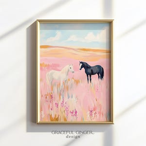 Wild Horses in a Pink Field Print: Preppy Western Printable wall art (Digital Download) image 10