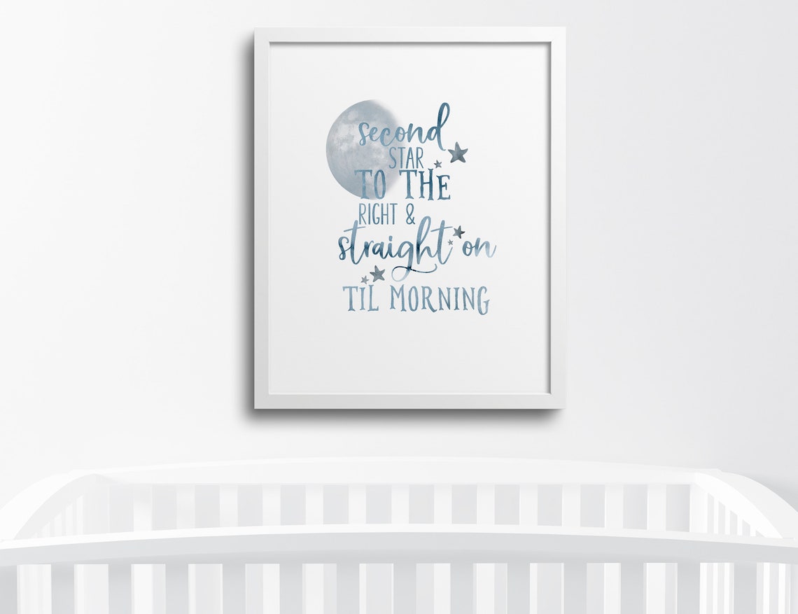 Peter Pan Nursery Quote Print Second Star to the Right - Etsy