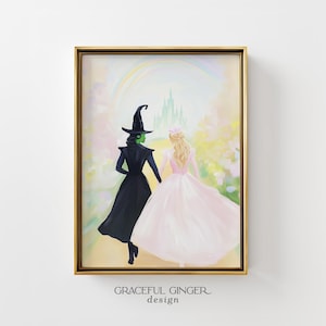 Good Witch & Wicked Witch Art Print: Pastel Pink Room Decor (Digital Download)