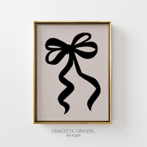 Minimalistiskt rosetttryck: Svart & beige kokettväggkonst (digital nedladdning)