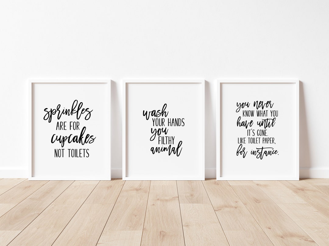Funny Bathroom Wall Decor Quotes Set of 3 Printable Wall Etsy