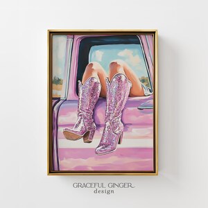Pink Cowboy Boots Print: Western Glam Cowgirl Room Decor, Printable Wall Art (Digital Download) image 1