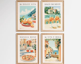 Italian Wall Art Decor: Italy Travel Gallery Set of 4, Mediterranean Prints (Digital Download)