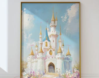 Skurril Schloss Wand Kunst | Pastell Prinzessin Vintage | Märchen Kinderzimmer Poster (Digital Download)