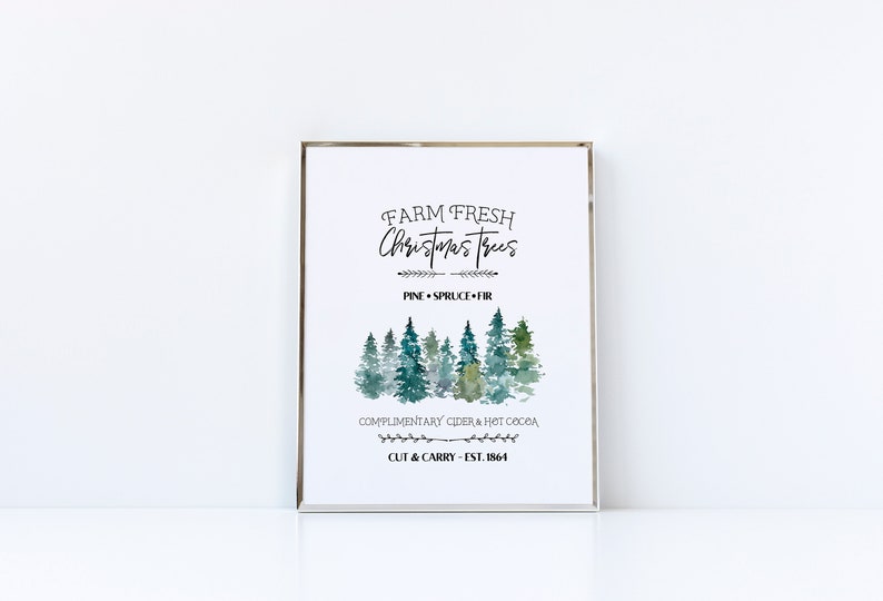 Farm Fresh Christmas Trees Printable Christmas Farmhouse | Etsy