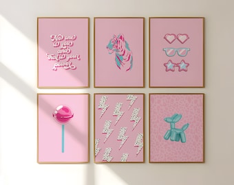 Pink Preppy Gallery Wall Art Set: Teen Girl Room Decor (Digital Download)