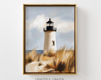 Coastal Lighthouse Wall Art: Beach House Print | Ocean Nautical Decor (Digital Download)