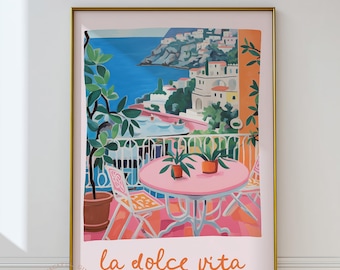 La Dolce Vita Amalfi Coast Print: Italian Travel Poster (Digital Download)