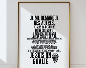 French Hockey Goalie Quote Print: Boy's Room Sports Wall Art (Digital Download)
