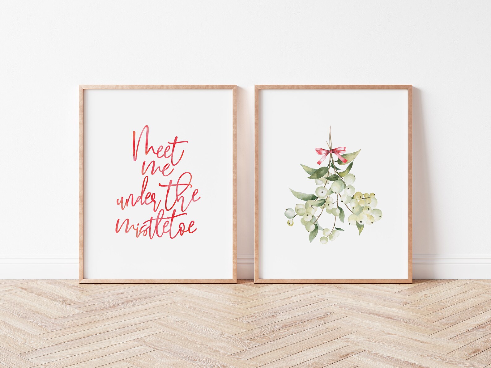 Mistletoe Christmas Set of 2 Prints Holiday Printable Wall - Etsy
