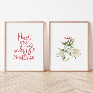 Mistletoe Christmas Set of 2 Prints, Holiday Printable Wall Art, Meet ...