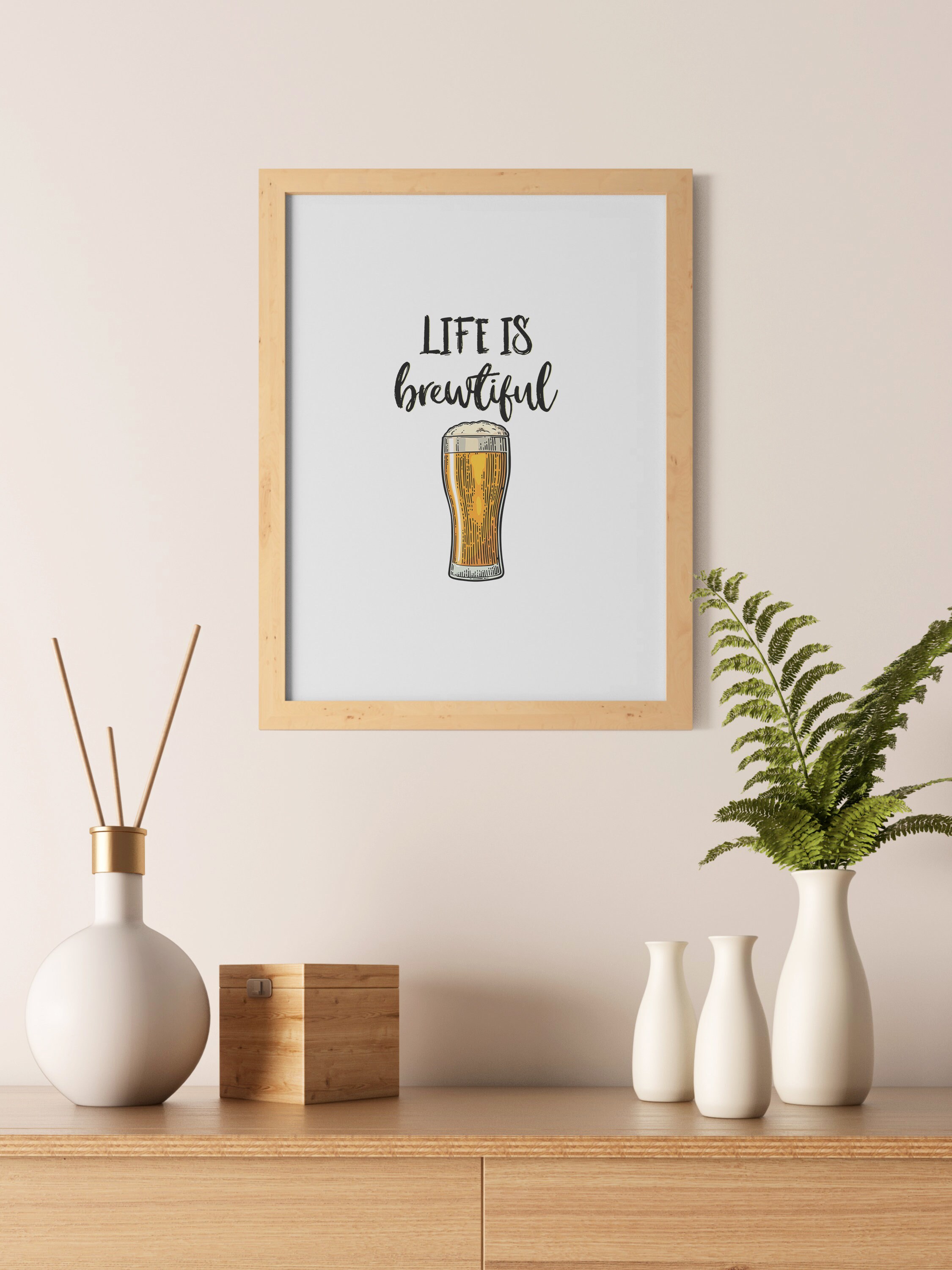 Beer Print Life is Brewtiful Pun Beer Bar Cart Printable | Etsy
