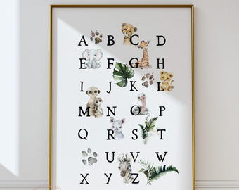 Safari Animal Alphabet Print: Jungle Nursery Decor, Printable Wall Art (Digital Download)