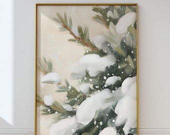 Winter Pine Tree Print |  Holiday Evergreen Printable Wall Art | Farmhouse Christmas Decor (Digital Download)