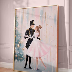 Pastel Pink Nutcracker Prince ballet Christmas Printable Wall Art, Holiday Print, Trendy Christmas Art, Home Wall Decor, Instant Download