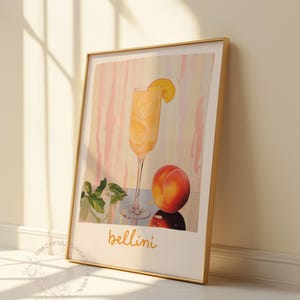 Bellini Cocktail Vintage Bar Cart Print: Trendy Kitchen Wall Art (Printable Digital Download)