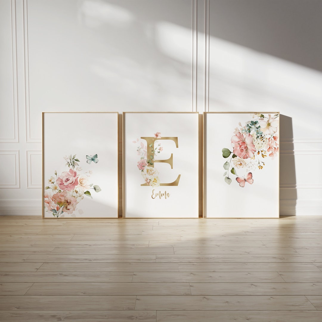 Custom Wildflower Nursery Prints: Boho Watercolor Floral Wall Art (set ...