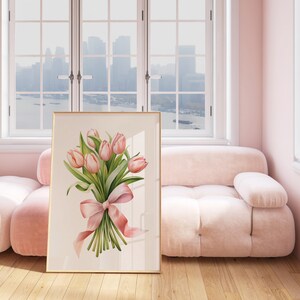Pink Tulips Bouquet Art Print: Spring Floral Poster (Digital Download) image 4