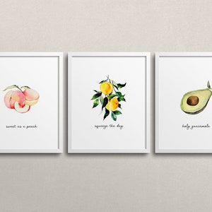 Kitchen Food Prints Watercolor Fruit Set of 3 Printable Wall - Etsy