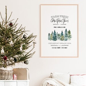 Farm Fresh Christmas Trees Printable, Christmas Farmhouse Decor, Rustic ...